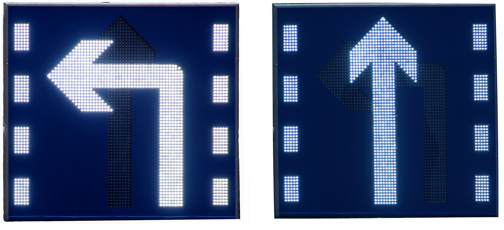 2、直行左轉(zhuǎn)可變車道標牌（帶分道線）-產(chǎn)品圖